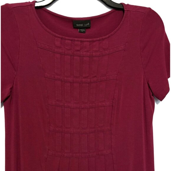 J. Jill Wearever Collection Womens XS Claret Burgundy Pleated Front A-Line Dress - Picture 2 of 9